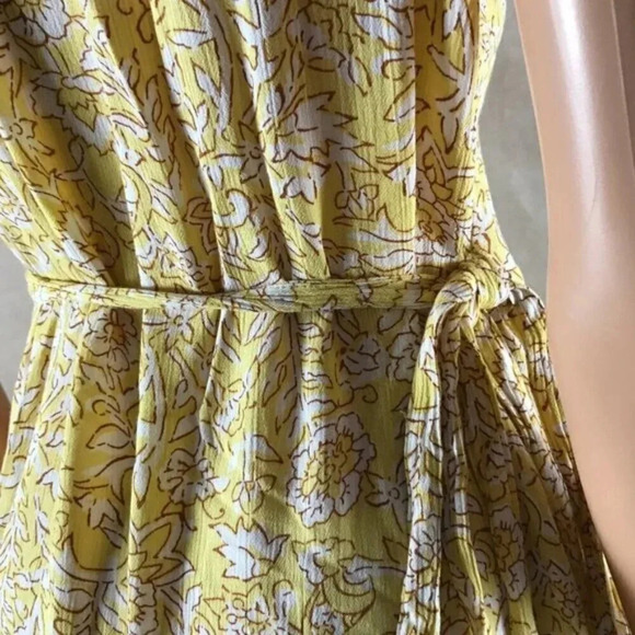 BILLABONG Yellow Floral Ruffled Wrap Dress SMALL - Picture 7 of 10